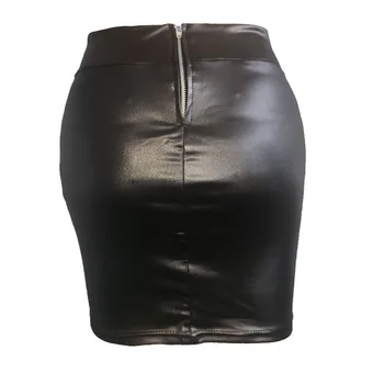 Mulheres mini saia cor sólida cintura alta fino ajuste magro fosco couro falso aconchegante commuter bodycon saia streetwear