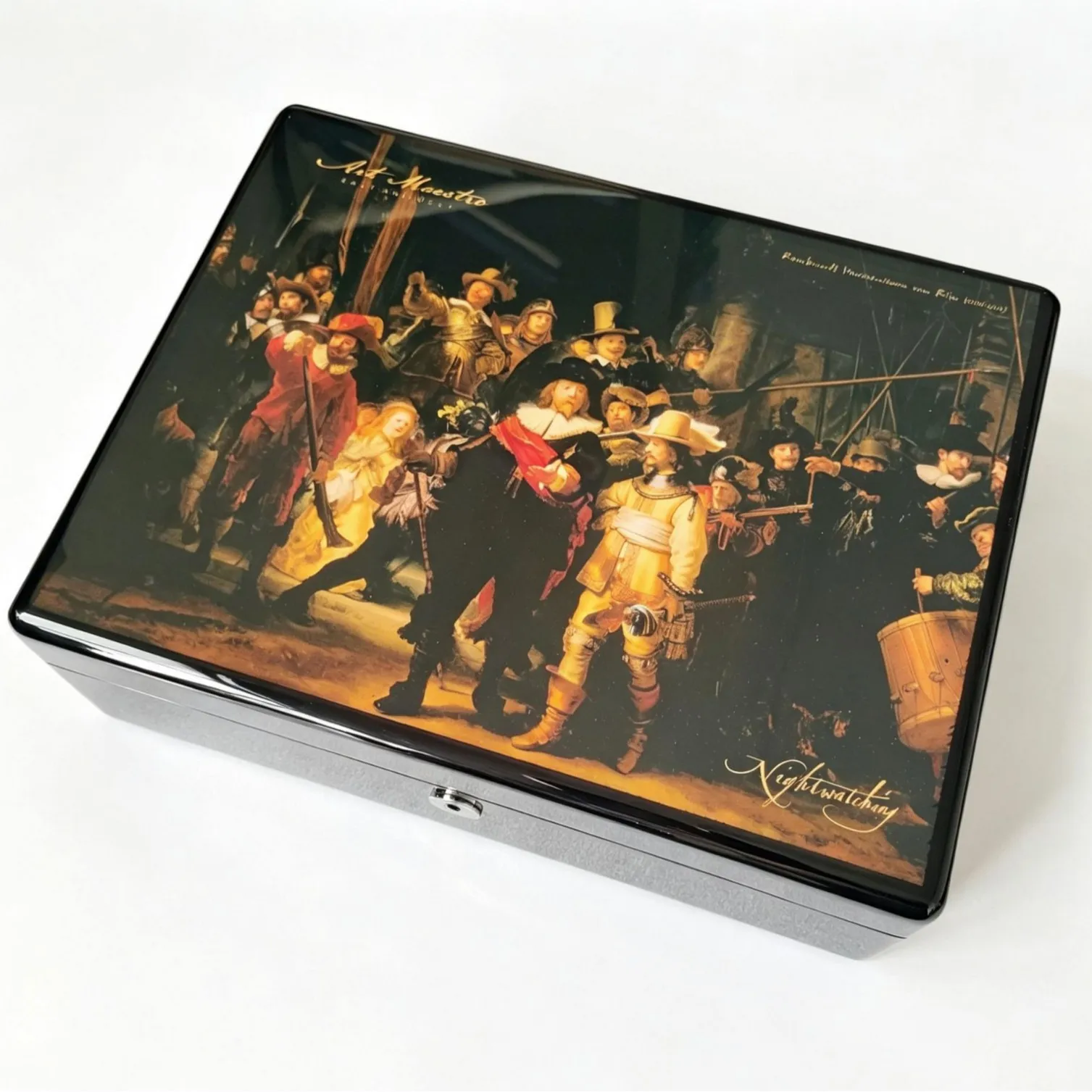 Creative Pattern Cigar Humidor ,Cedar Wood Piano Lacquer Classical Painting Moisturizing Case,Smoking Men Top Quality Cigar Box