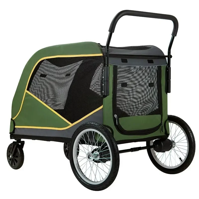 4-Wheel Foldable Pet Stroller Belt for Medium- Large-Sized Dogs Cats-Outdoor Dog Walking Carrier for Seniors/Disabled Pets