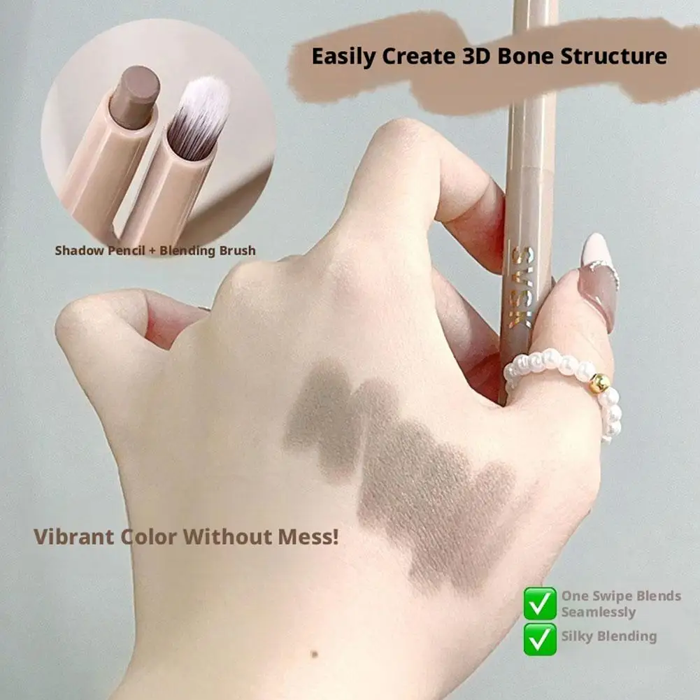 Doppelseitiger Konturenstift mit Pinsel, Nasen-Schattierungscreme-Stift, Gesichtskonturierung und Schattierung Make-up – Detail 14