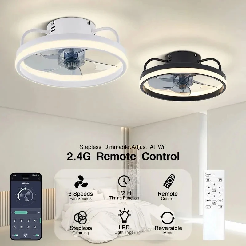 

Потолочные вентиляторы 55/60 Вт с лампой, умные бесшумные вентиляторы, 85-265 В, электрическая лампа, 6 скоростей вращения, пульт дистанционного управления, для спальни и дома