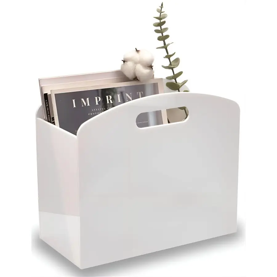 

Magazine Holder Acrylic Magazine Rack Floor, Newspaper Stand with handles, Modern Lucite Magazine and Book Basket Box for Bathro