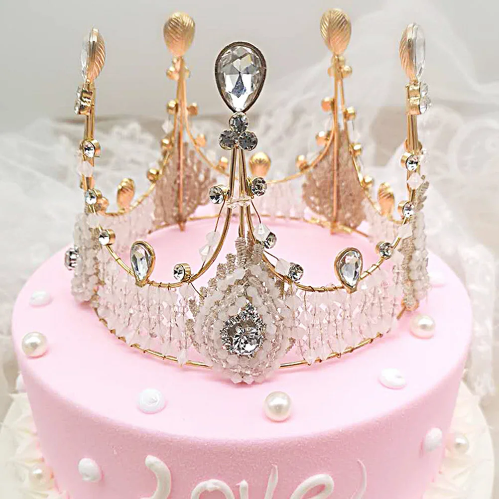 

10 .5x8cm Cake Crown Tiara Headdress Birthday Beautiful Rhinestone Decorate Accessories