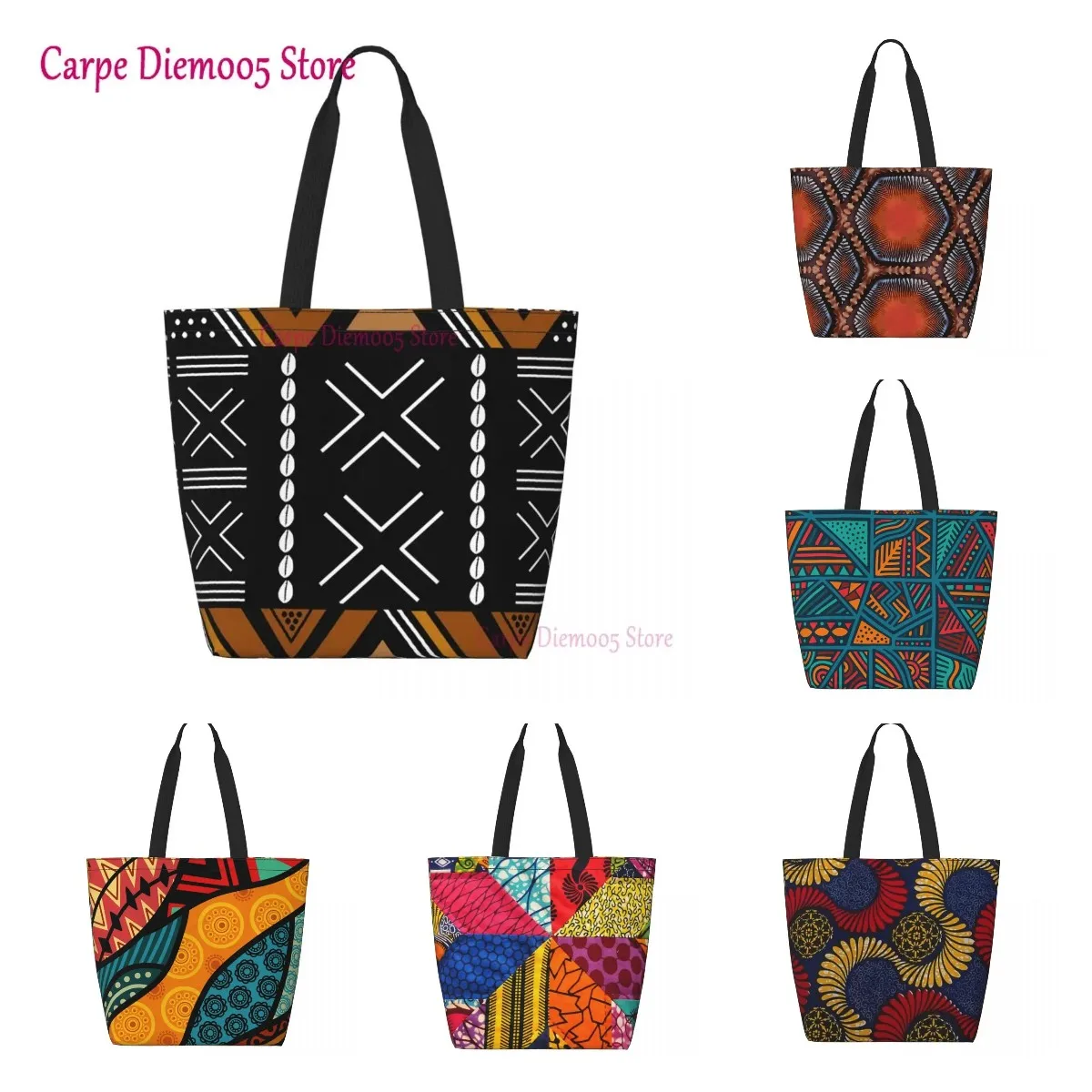 Afrikaanse Modderdoek Bogolan Ontwerp Boodschappentas Schouder Canvas Draagtas Duurzaam Tribal Geometrische Kunst Boodschappen Shopper Tassen