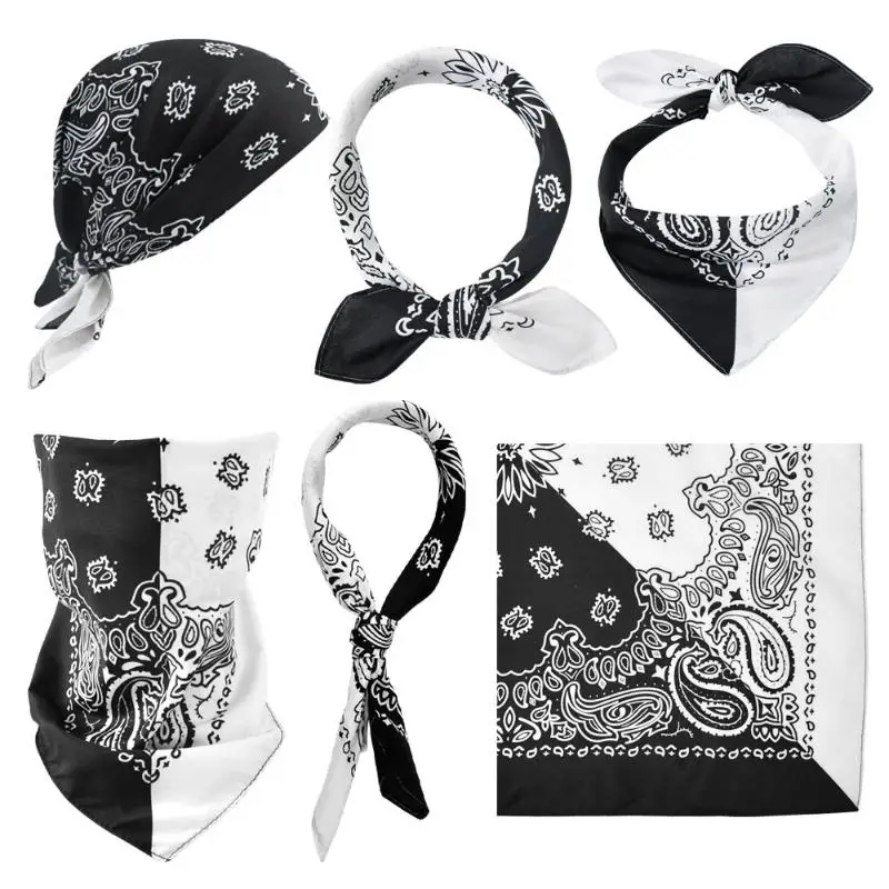 Soft Breathable Multicolor Paisley Bandanas Unique Printed Unisex Square Kerchief For Hiking Daily Outfit Music Festival Decor