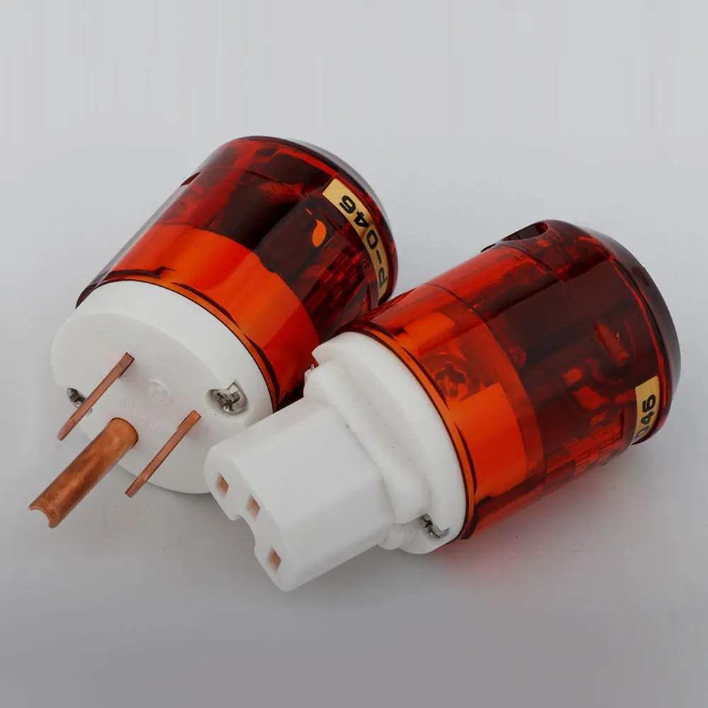 Paar US-Netzstecker aus reinem Rotkupfer + IEC-Anschlussserie für Netzkabel mit weißem Stecker – Detail 5