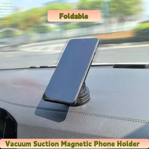 Soporte magnético para teléfono móvil de coche, montaje plegable giratorio con succión al vacío para salpicadero, parabrisas, accesorios de soporte Universal para el hogar