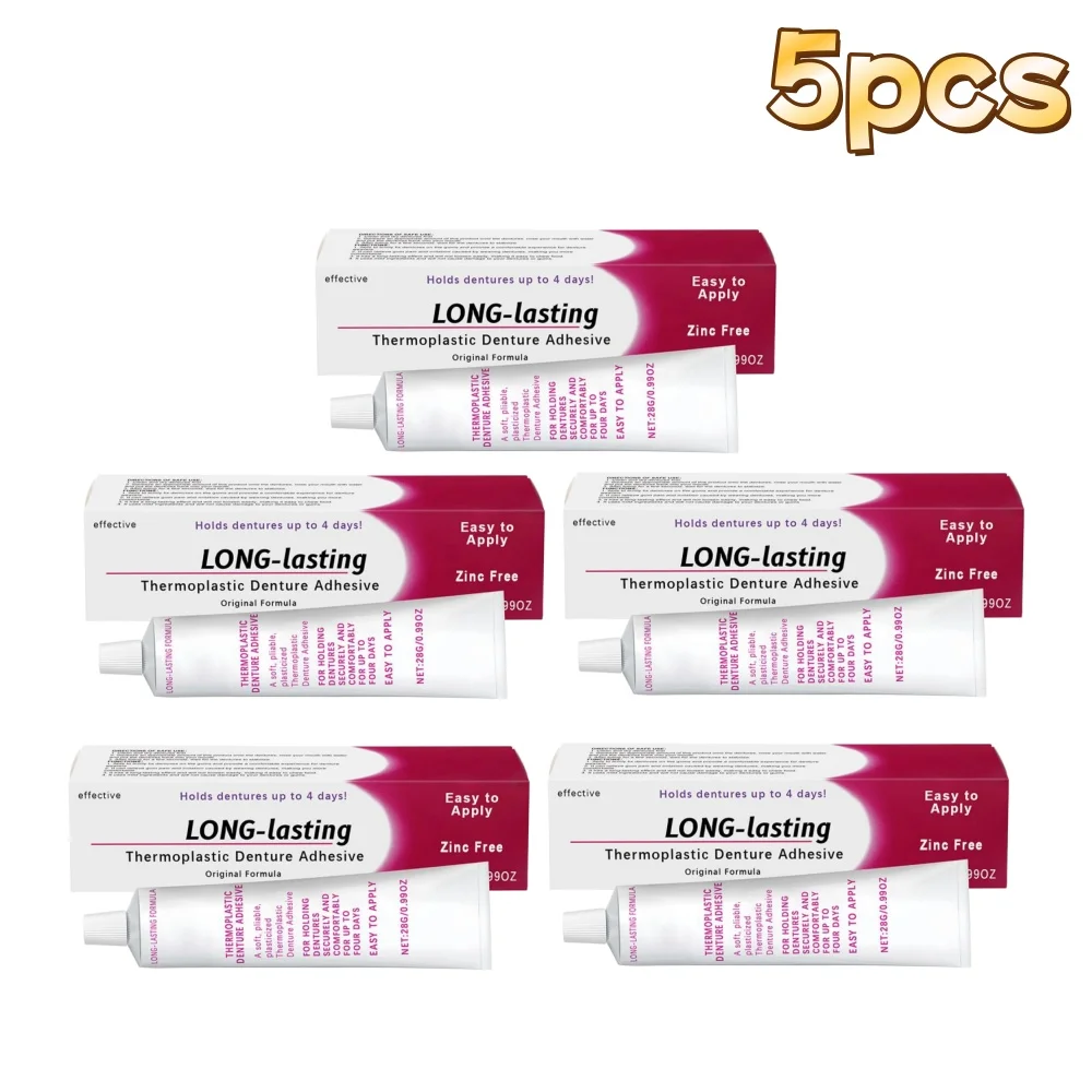 

5pcs Seamless Fit Thermoplastic Denture Adhesive Comfortable Portable Oral Health Care Long Lasting Reusable Denture Care