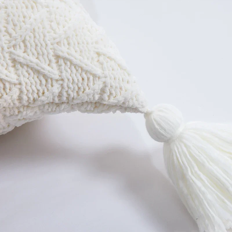 Soft Knit Cuhion Cover 45x45cm Solid Pillow Cove Pink Grey Cream Tassels Home decoration Pillow Case Square For sofa Bed