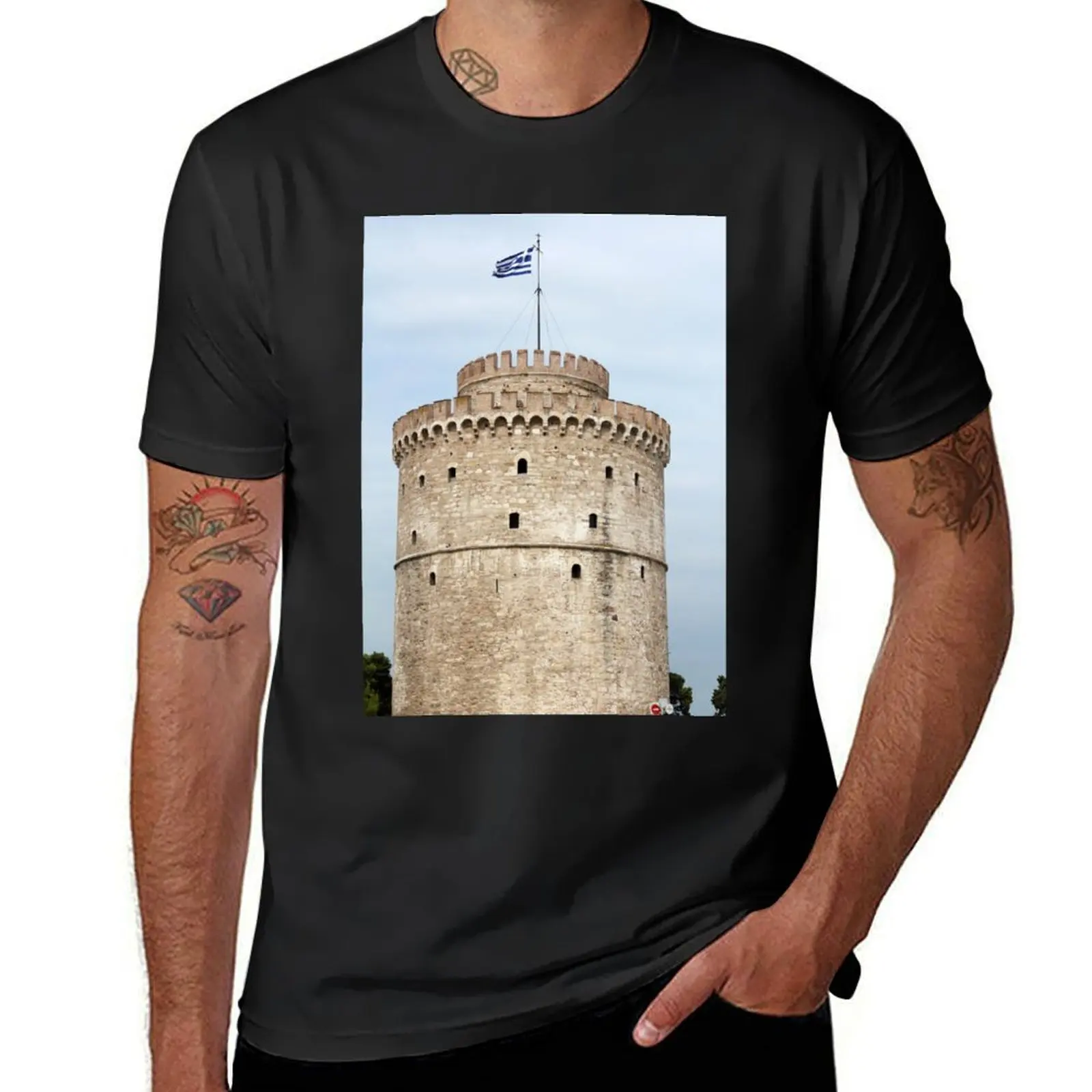 Thessaloniki famous landmark white tower T-Shirt funnys new edition blanks mens white t shirts