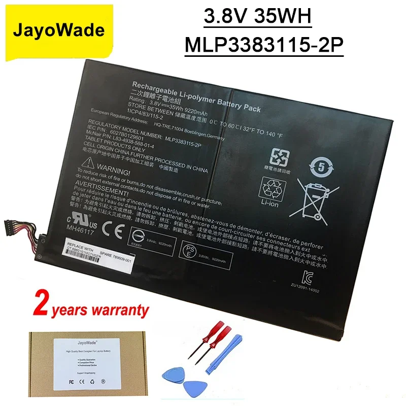 

MLP3383115-2P Аккумулятор для HP Pavilion x2 10-j013tu 10-j014tu j024tu 10-j025tu 10-k000ng 10-N003TU MH461171 789609-001 Аккумуляторы
