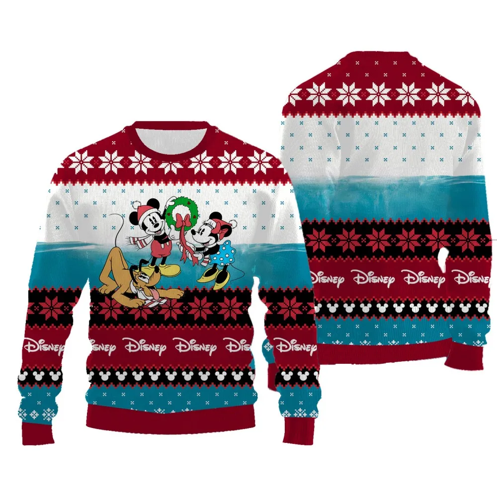 Disney Cartoon Muster gedruckt Pullover für Frauen lässig weiblichen Pullover Rundhals ausschnitt dicken Stil Frauen Sweatshirt für Weihnachten