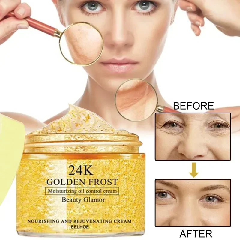 24K Gold Face Cream Anti Aging Remove Wrinkle Serum Firming Lifting Facial Fade Fine Line Wrinkles Whitening Brighten Skin Care