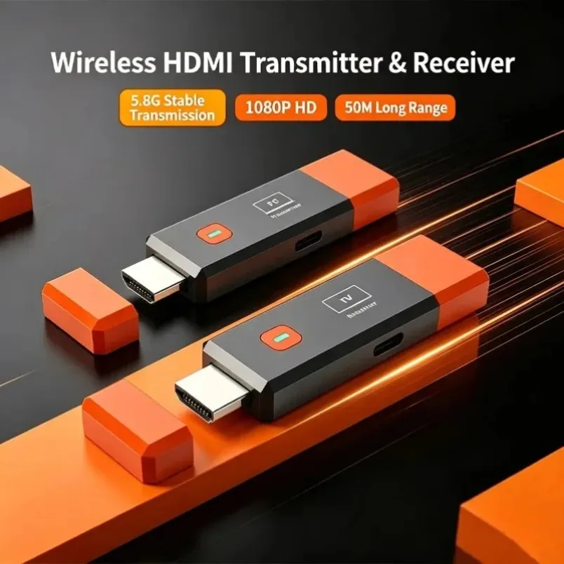 Wireless HDMI-Compatible Transmitter Receiver Kit 5.8G 1080P 60Hz 8TX to 1RX Plug Play 50M for Laptop PC TV Projector