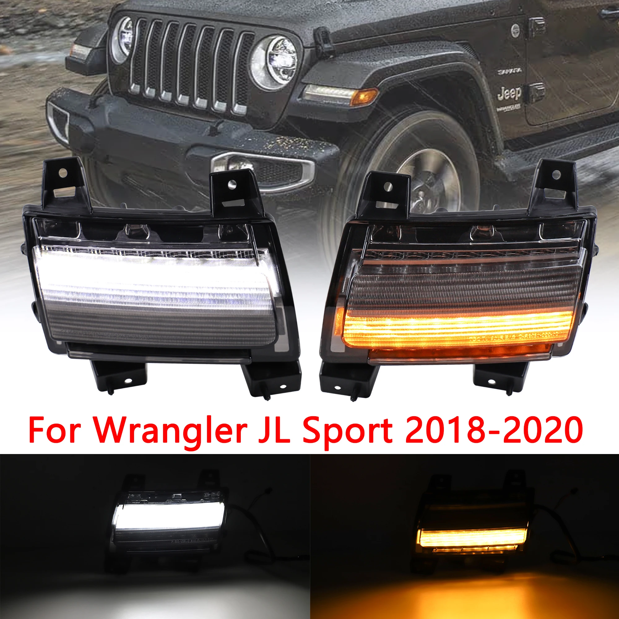 

LED Fender Turn Signal Daytime Running Lamp DRL for Jeep Wrangler JL Sport 2018 2019 2020