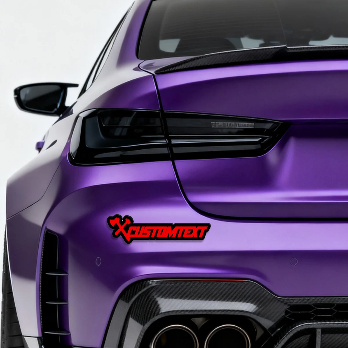 Creative Font with Crossed Axe & Hammer Acrylic Sticker Custom Name Accessories Fender Trunk Badge Decal Car Piano Decorative