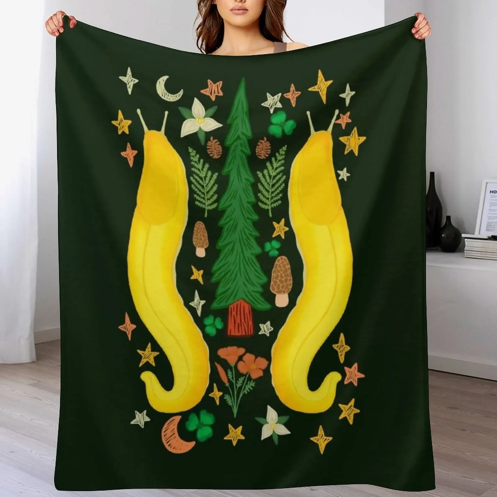

BANANA SLUG FOLK ART Throw Blanket Decorative Soft Throw Blanket for Couch Sofa