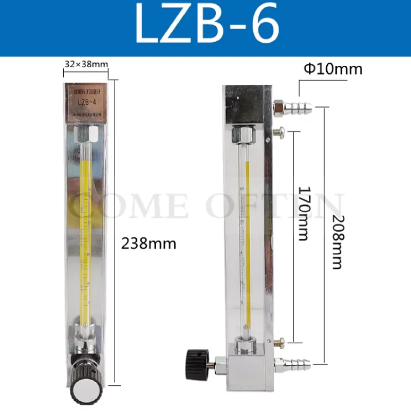 LZB-10 LZB-6/4 Float Flowmeter Glass Rotor flowmeter Water Liquid Gas Air 250-2500L/h