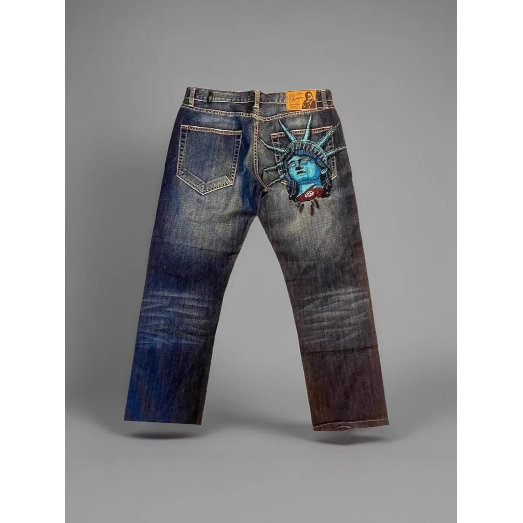 

Винтажные прямые джинсы с завышенной талией для мужчин и женщин, повседневные удобные хлопковые джинсовые брюки со средней талией на пуговицах, без специальной функции