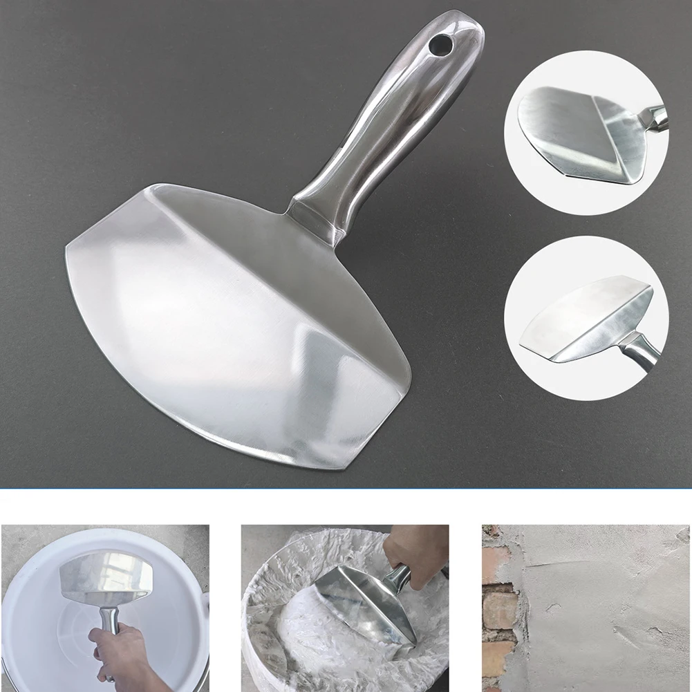 Stainless Steel Bucket Scoop Putty Knife Scraper Drywall and Plaster Tool for Clean Paint Mortar Putty Etc