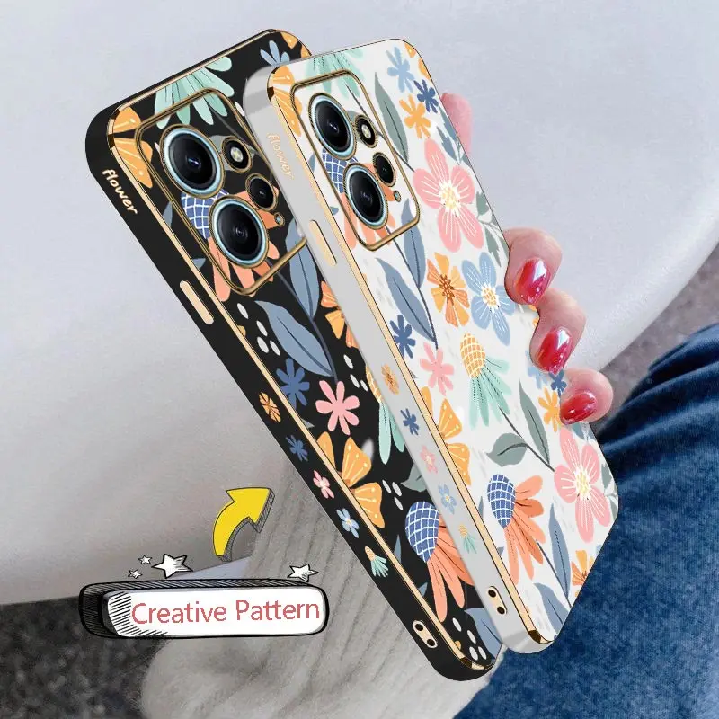 Note 12 Flower Ball Luxury Plating Phone Case For Xiaomi Redmi Note 12 12S 12Pro 12Turbo 12R 13 13Pro 11Pro 11T 11S 10 10S Cover