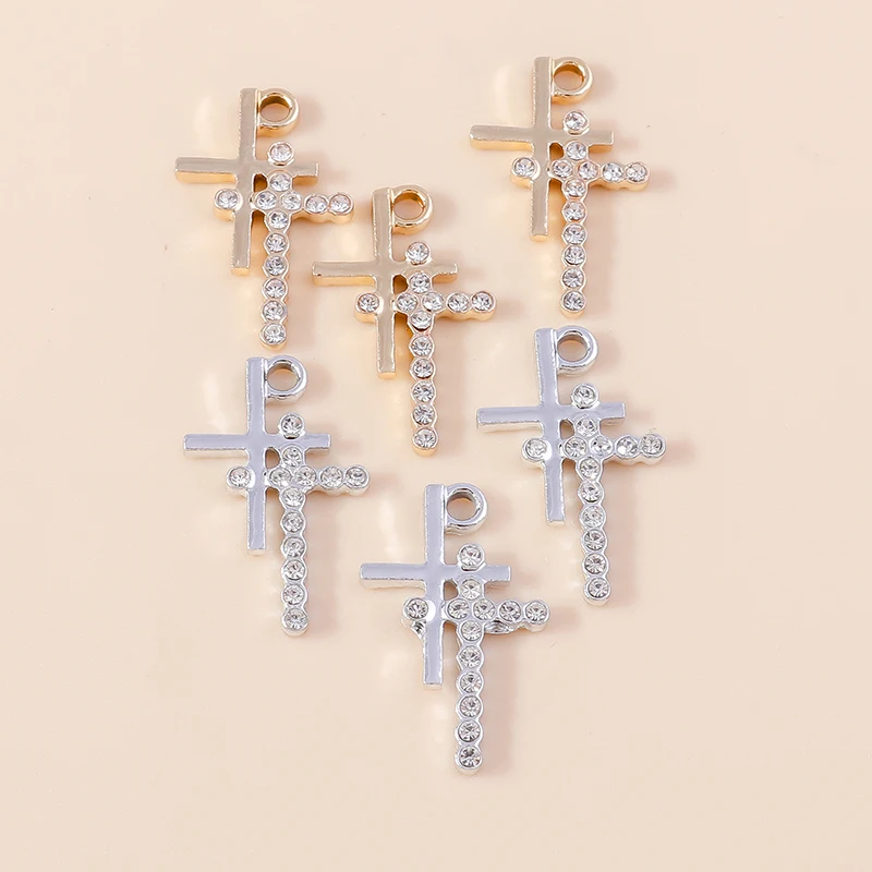 20 Stück 14x23mm Niedliche Kristall-Legierungs-Kreuz-Anhänger für Schmuckherstellung, Ohrhänger, Halsketten, Armbänder, DIY-Bastelbedarf – Detail 5
