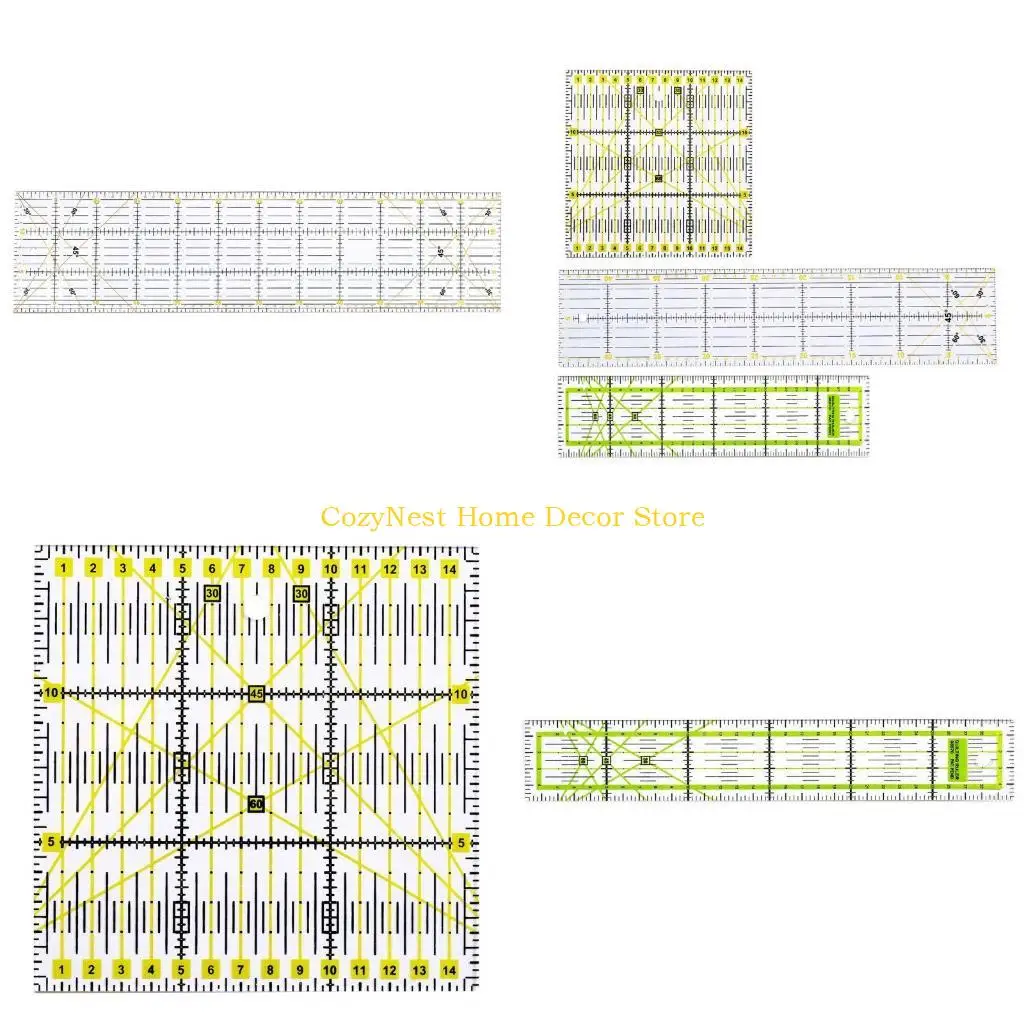92MF 3pcs Clear Quilting Yardstick Rulers Patchwork Sewing Ruler Cutting Tool Set for