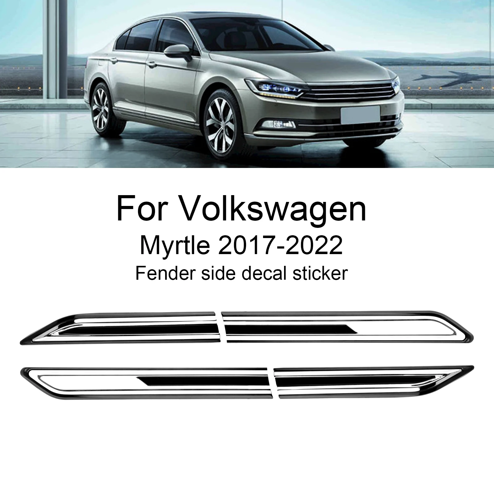 

2PCS For VW Magotan Passat B8 With Rline Car Styling Car Chrome Car Side Fender Decoration Sticker Fender Trim Accessories