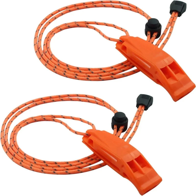 2pcs Emergency Whistles Lanyard Safety Whistle Survival Shrill Loud Blast for Kayak Life Jacket Boating Camping Kids Lifeguard