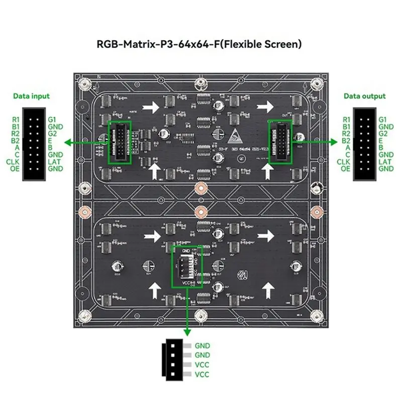 24-Hour Delivery P3 LED Flexible Matrix Display 192X192mm 64X64 Pixels 1/32 Scan Full Color P3 LED Matrix Display