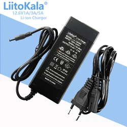 Liitokala 12.6V 5A 3A 1A Lithium Battery Charger 3 series lithium Cbattery 12V battery charger+US EU AC power cord