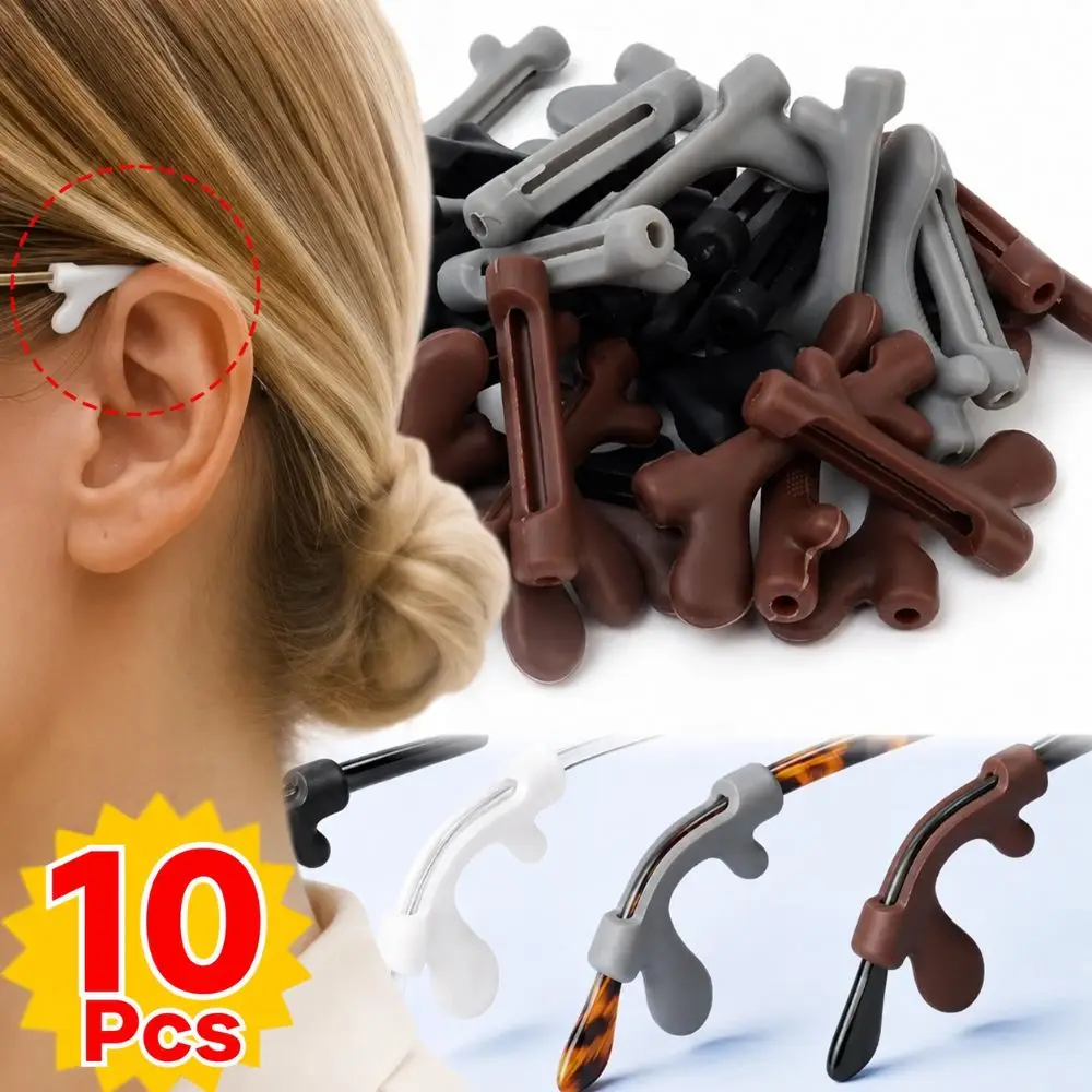 10Pcs Silicone Anti-Slip Ear Hooks Soft Anti Fall-Off Eyeglass Ear Grips Eyewear Retainers Glasses Ear Hooks