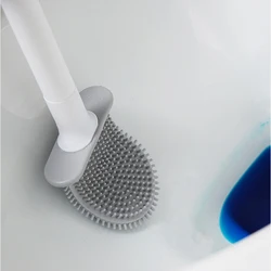 Soft Silicone Toilet Brush Brush Seam Without Dead Angle Cleaning Brush Detachable Handle Save Space Wall-mounted Brush