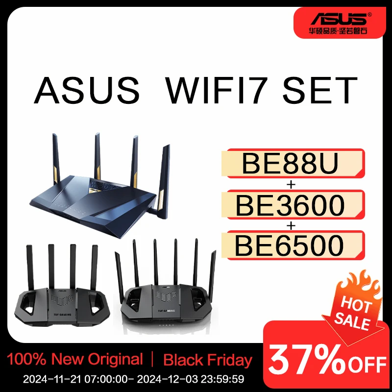 ASUS Dual-band WiFi 7(802.11be) Gaming Router AiMesh uitschuifbare router, 7,2 Gbps, Internet Router, VPN's, Guest Network Pro