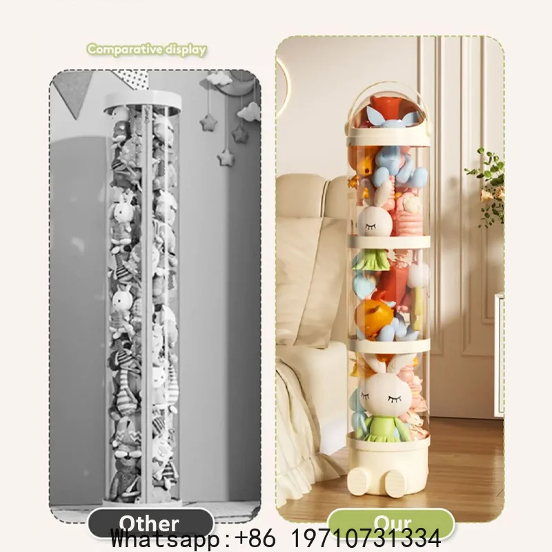 Doll Storage Box Toys Organization Plush Toy Storage Tube Transparent Plastic Stuffed Storage Barrel Children's toy Organizer