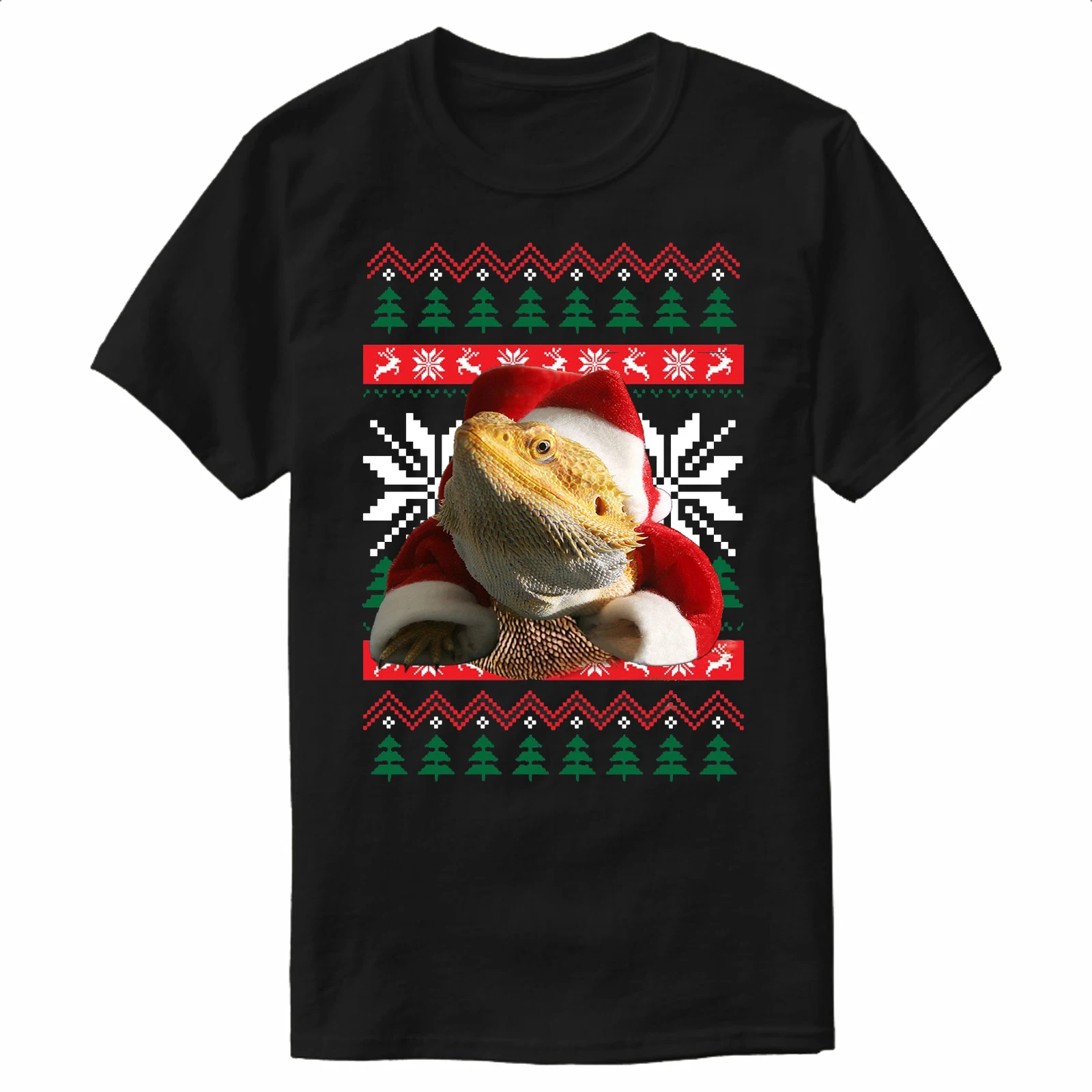 Bearded Dragon Ugly Christmas Sweater Lizard Pet Xmas T-Shirt 100% Cotton O-Neck Short Sleeve Casual Mens T-shirt Size S-3XL