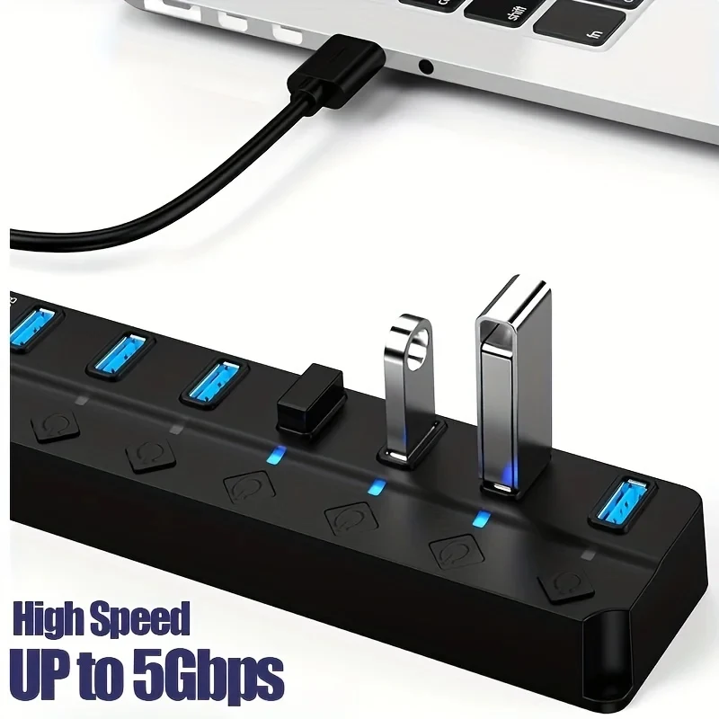 محور USB 3.0 متعدد المنافذ 5G bps مفتاح مستقل عالي السرعة مع ضوء مؤشر LED للوحة مفاتيح القرص الصلب لمحرك الكمبيوتر المحمول