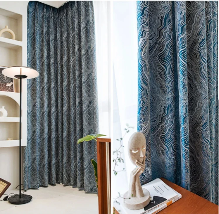 High-Precision Texture Jacquard Curtains for Living Room and Bedroom Modern Nordic Luxury Window Drapes Thicken Custom Decor