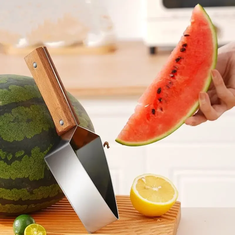 Watermelon Slicer, Cut Into Pieces, Stainless Steel Wooden-handled Knife Tool