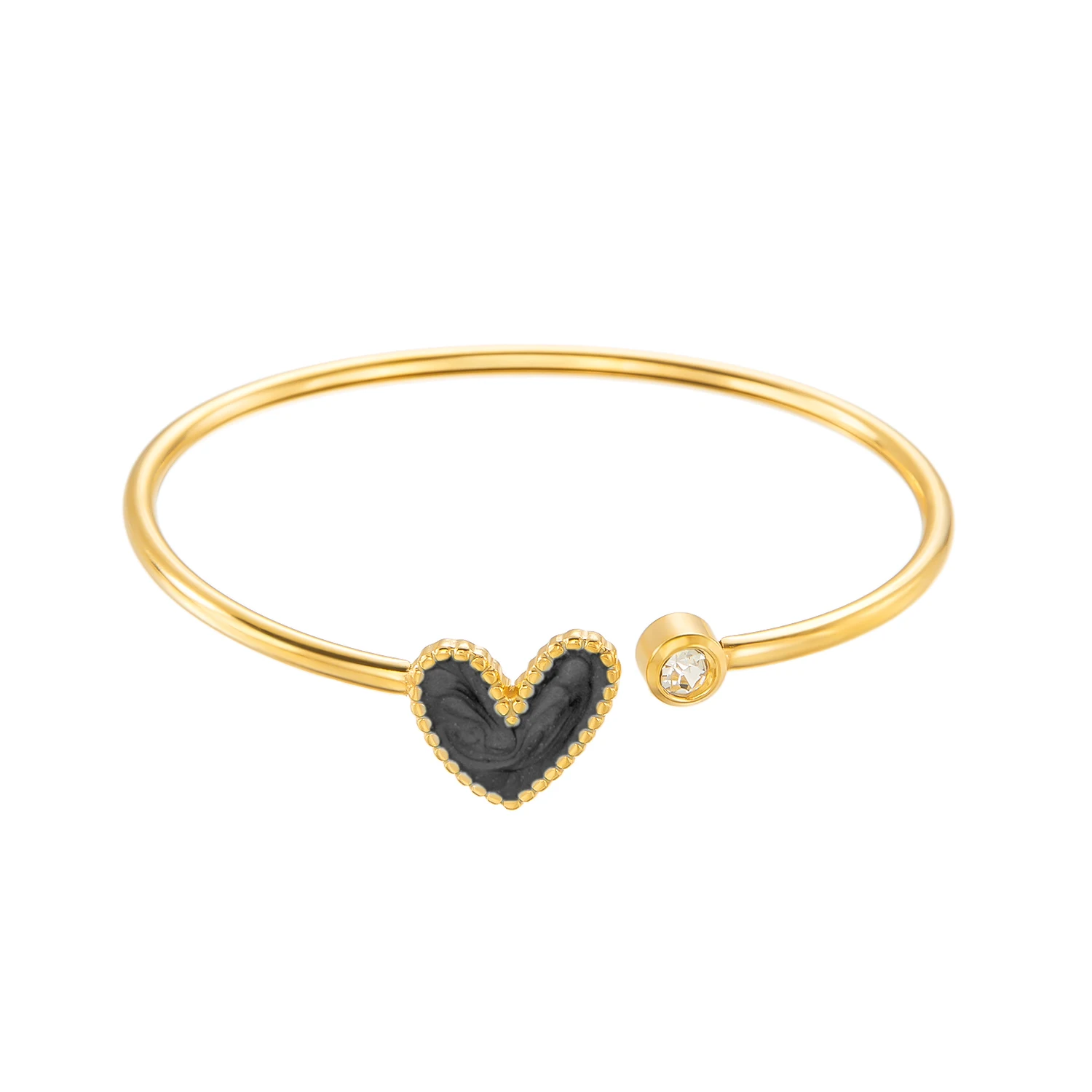 Neue Trendy Vergoldete Einfache Herz Manschette Armreifen für Frauen Hohe Qualität Edelstahl Kristall Armbänder Wasserdicht Schmuck – Detail 21