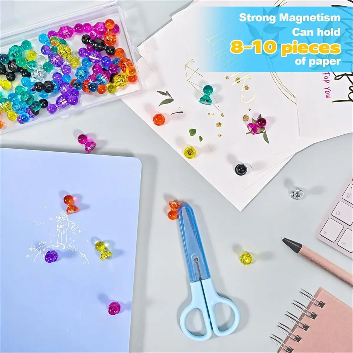 Latest ABBQ-80PCS Strong Fridge Magnets, Colorful Push Pin Magnets White Board Magnets Refrigerator Magnet, Small Magnets (8 Col