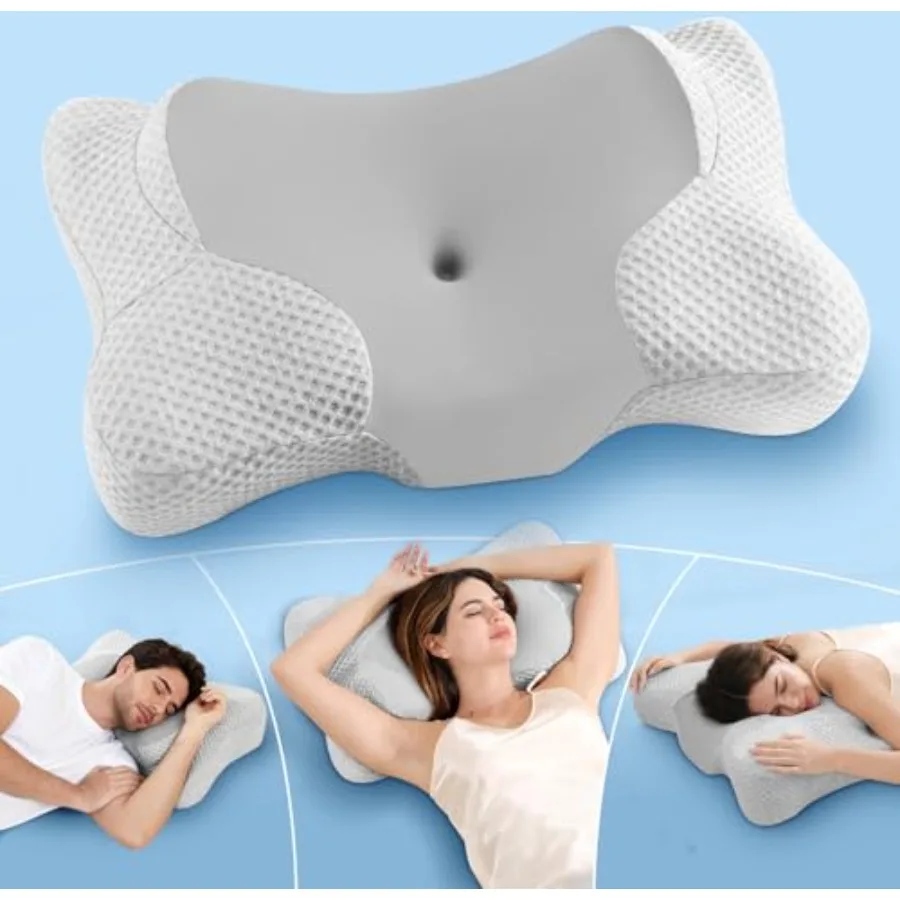 

Cervical Neck Pillow for Side Sleepers Ergonomic Memory Foam Contour Pillow with Cooling Breathable Fabric for Neck Pain Relief