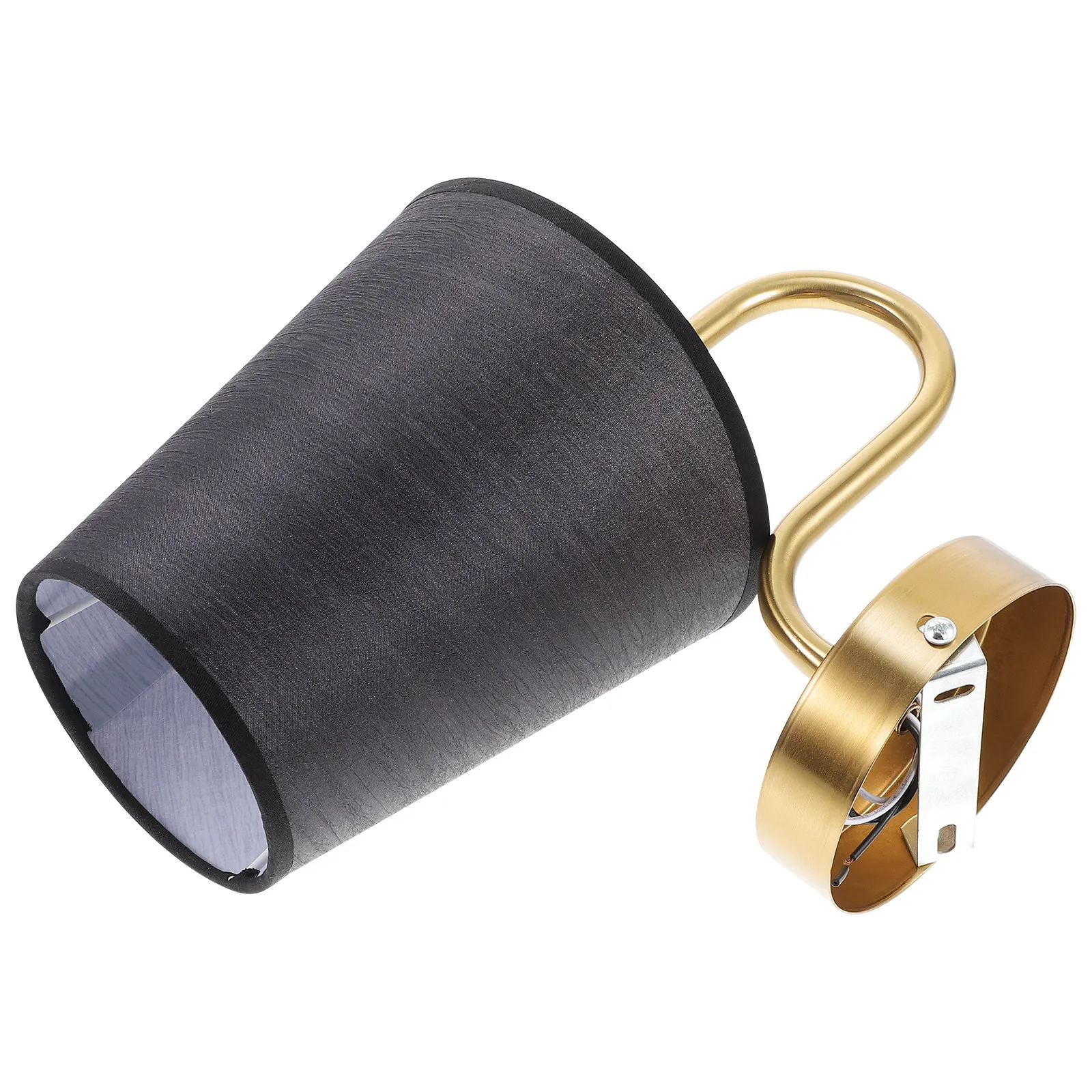 スタイリッシュな素朴な壁掛け照明、コラムスタンドデザイン、ファブリックシェード、簡単設置、実用的な家の装飾、黒の壁掛け照明