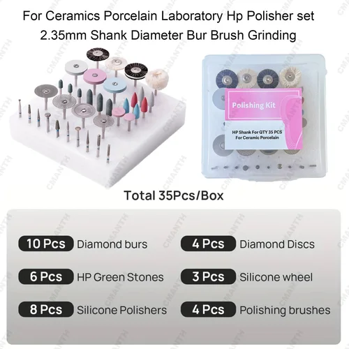 Imagen 2 del producto Kit de pulido Dental, juego de pulidor HP de laboratorio para pulir cerámica/porcelana, diámetro de 2,35mm, pulidor de dientes, herramientas de odontología