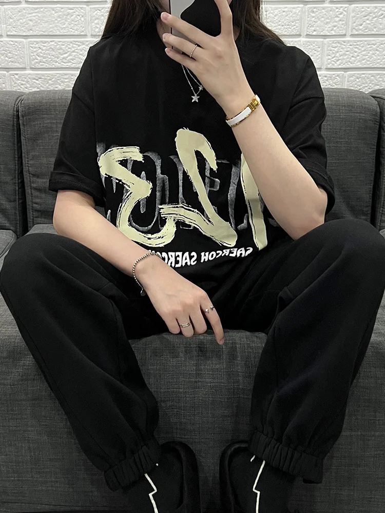 

Футболки с коротким рукавом, женские летние шикарные полосатые хлопковые футболки, корейская модная дышащая удобная повседневная одежда