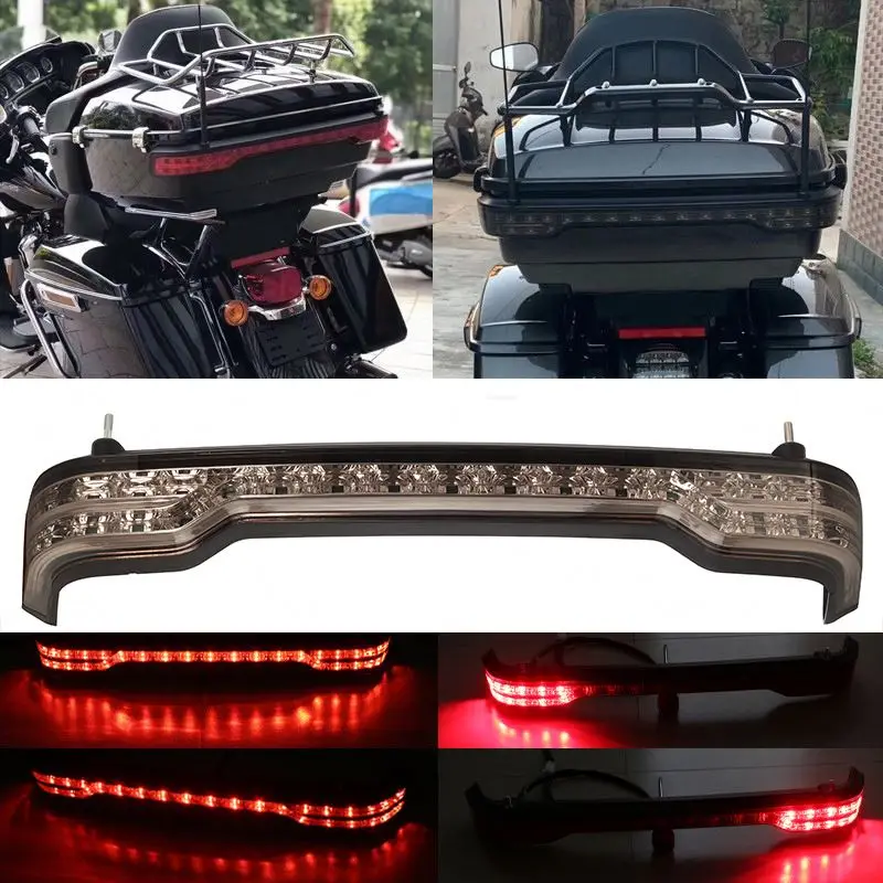 Motorcycle Rear Tour Pak LED Brake Tail Light Wrap Smoke Lens For Harley Road King Electra Glide Ultra Classic Limited 14-20