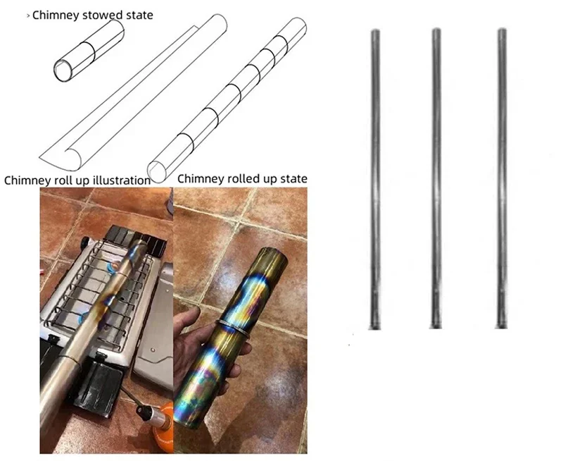 Rura kominowa ze stali nierdzewnej metalowy składany komin do pieca palnik drewna DIY akcesoria do kuchenki rurowej metaliczny papier