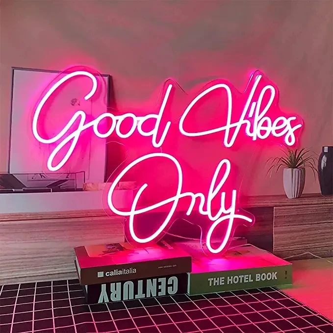 Neon Sign Good Vibes Only Sign for Bachelorette Party Engagement Party First Birthday Favors LED Light Signs Wall Decor Gift