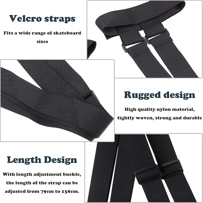 حزام ظهر لحمل الكتف على لوح التزلج، حزام مدمج قابل للتعديل ومريح للطوابق وحزام للرياضات الخارجية على الجليد