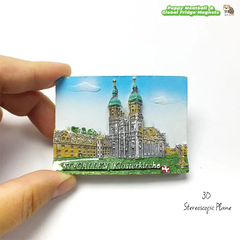 مقلد السويسري سانت غالين الدير الكنيسة المغناطيسي مغناطيس الثلاجة تذكارية سياحية ديكور المنزل #1